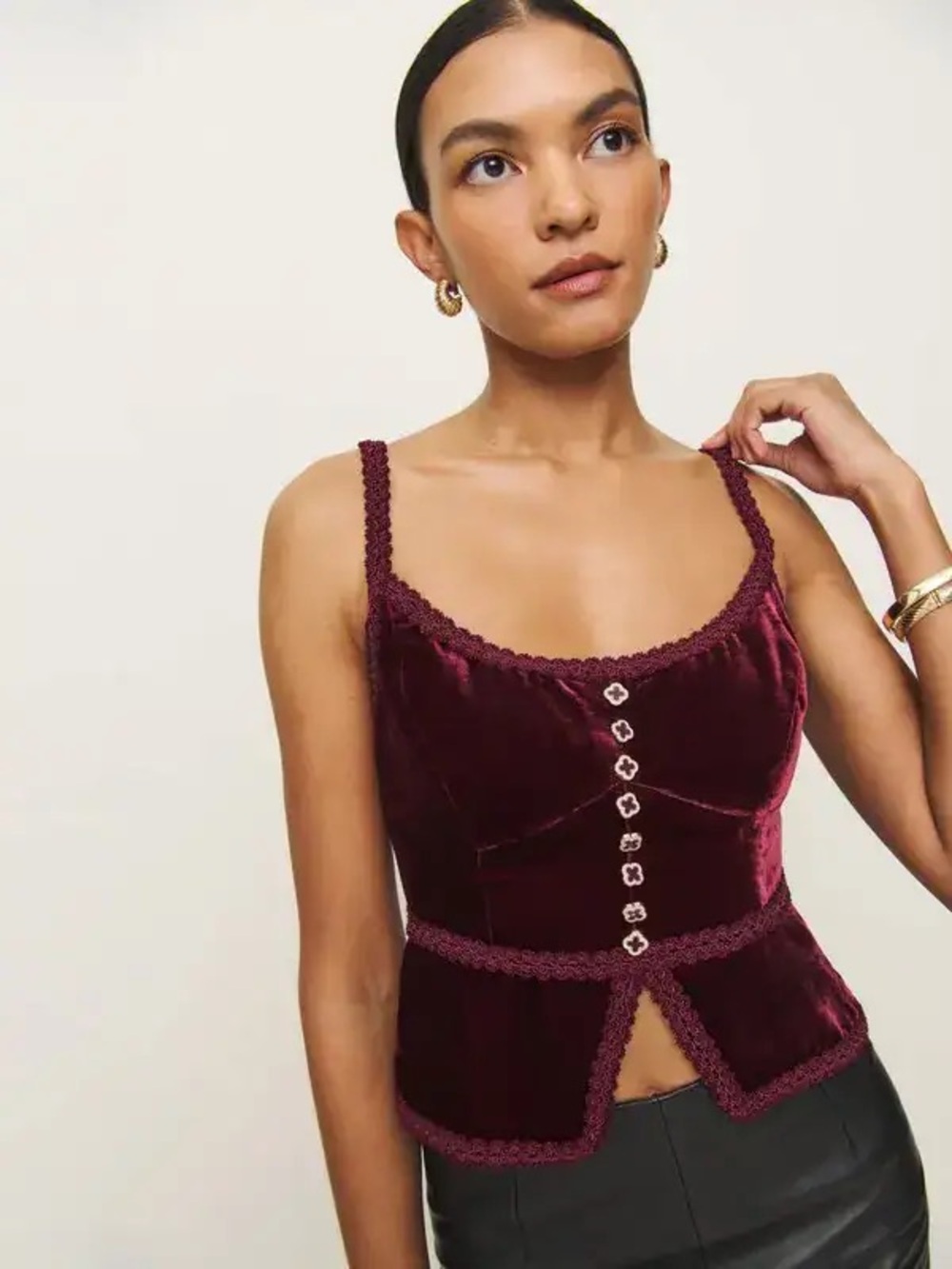 Reformation Minna velvet top